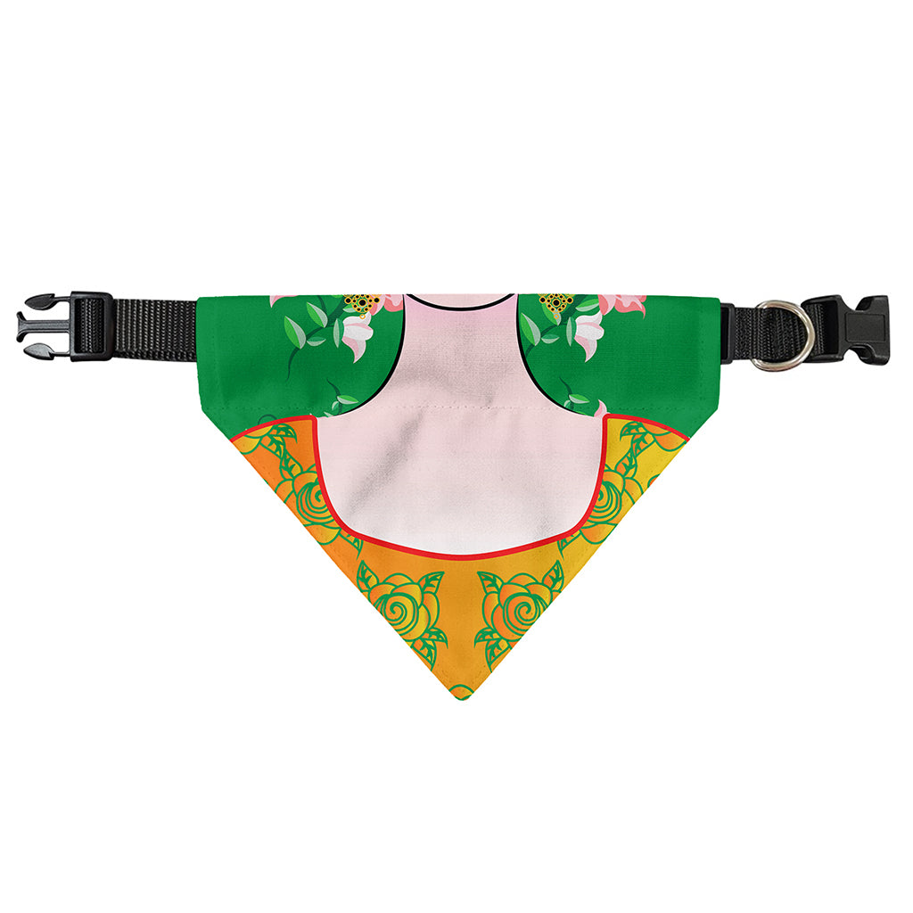 Frida Kahlo And Pink Floral Print Over The Collar Dog Bandana