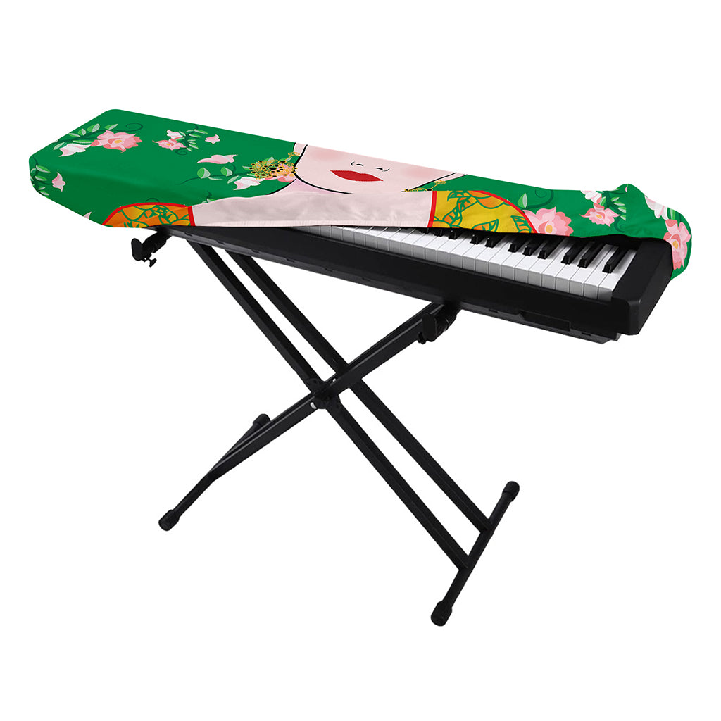 Frida Kahlo And Pink Floral Print Piano Keyboard Cover