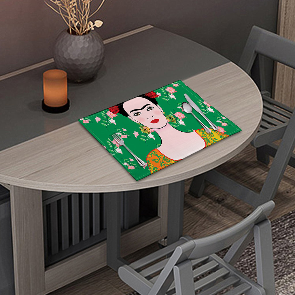 Frida Kahlo And Pink Floral Print Placemat
