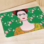 Frida Kahlo And Pink Floral Print Polyester Doormat