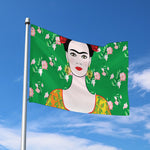 Frida Kahlo And Pink Floral Print Polyester Flag