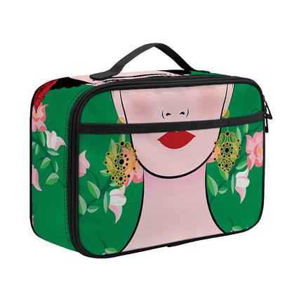 Frida Kahlo And Pink Floral Print Portable Lunch Bag
