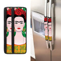 Frida Kahlo And Pink Floral Print Refrigerator Handle Covers