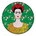 Frida Kahlo And Pink Floral Print Round Floor Mat