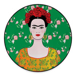Frida Kahlo And Pink Floral Print Round Floor Mat
