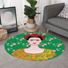 Frida Kahlo And Pink Floral Print Round Rug