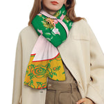 Frida Kahlo And Pink Floral Print Scarf