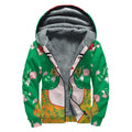 Frida Kahlo And Pink Floral Print Sherpa Lined Zip Up Hoodie