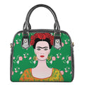 Frida Kahlo And Pink Floral Print Shoulder Handbag