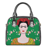 Frida Kahlo And Pink Floral Print Shoulder Handbag
