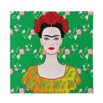 Frida Kahlo And Pink Floral Print Silk Bandana