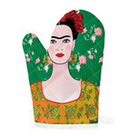 Frida Kahlo And Pink Floral Print Single Oven Mitt