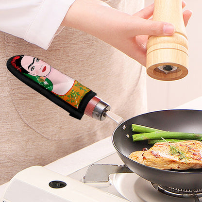 Frida Kahlo And Pink Floral Print Skillet Handle Cover
