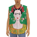Frida Kahlo And Pink Floral Print Sleeveless Baseball Jersey