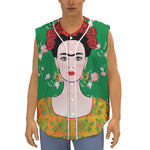 Frida Kahlo And Pink Floral Print Sleeveless Baseball Jersey