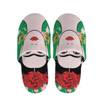 Frida Kahlo And Pink Floral Print Slippers