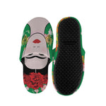 Frida Kahlo And Pink Floral Print Slippers