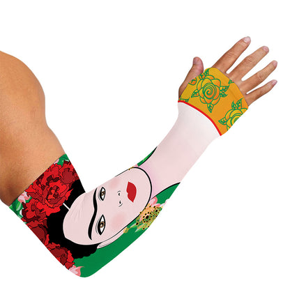 Frida Kahlo And Pink Floral Print Sun Protection Arm Sleeves