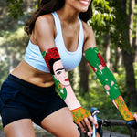Frida Kahlo And Pink Floral Print Sun Protection Arm Sleeves