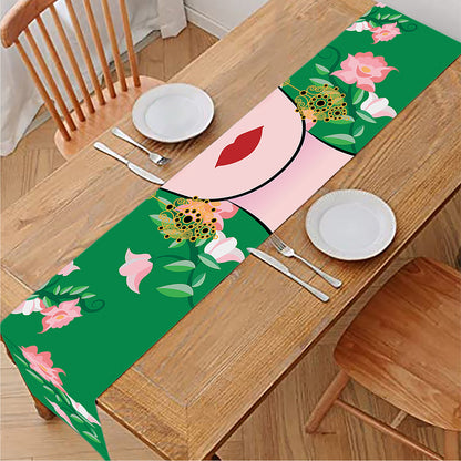 Frida Kahlo And Pink Floral Print Table Runner
