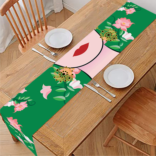 Frida Kahlo And Pink Floral Print Table Runner
