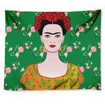 Frida Kahlo And Pink Floral Print Tapestry