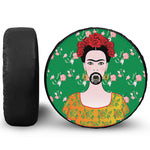 Frida Kahlo And Pink Floral Print Tire Cover With Camera Hole