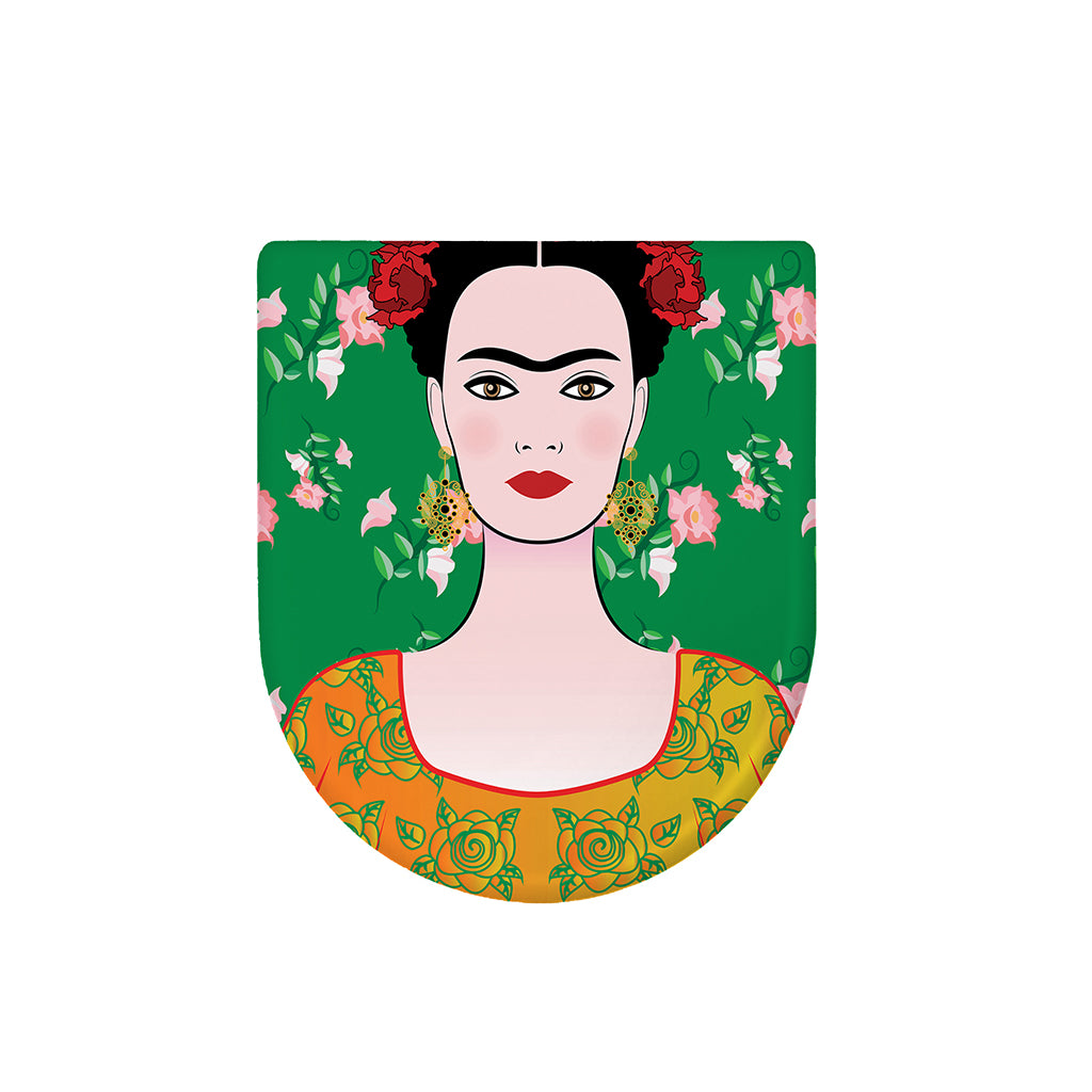 Frida Kahlo And Pink Floral Print Toilet Lid Cover