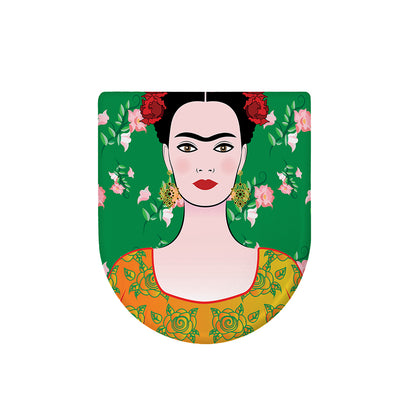 Frida Kahlo And Pink Floral Print Toilet Lid Cover