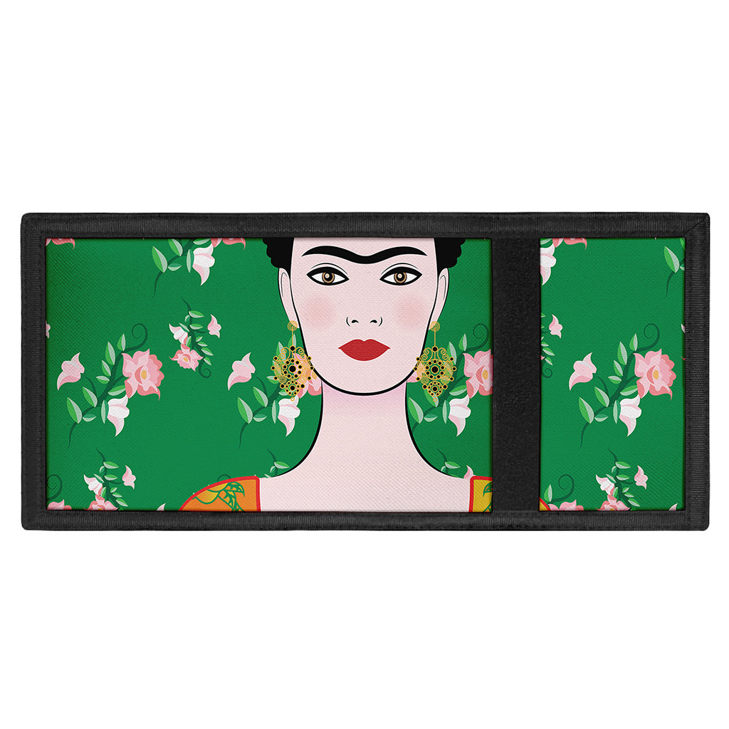 Frida Kahlo And Pink Floral Print Trifold Wallet