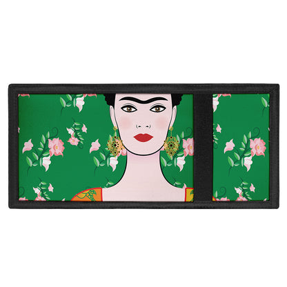 Frida Kahlo And Pink Floral Print Trifold Wallet