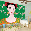 Frida Kahlo And Pink Floral Print Wall Sticker