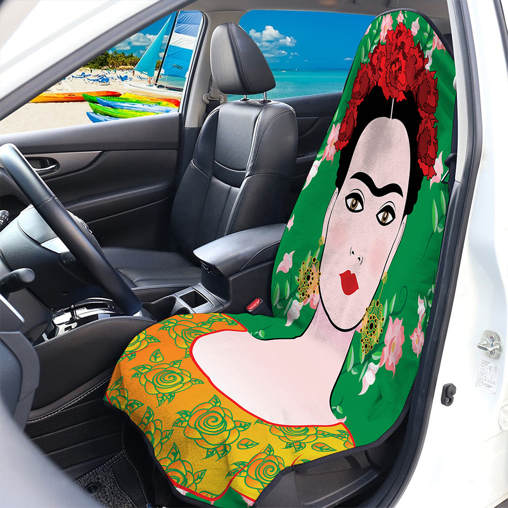 Frida Kahlo And Pink Floral Print Waterproof Car Seat Cover