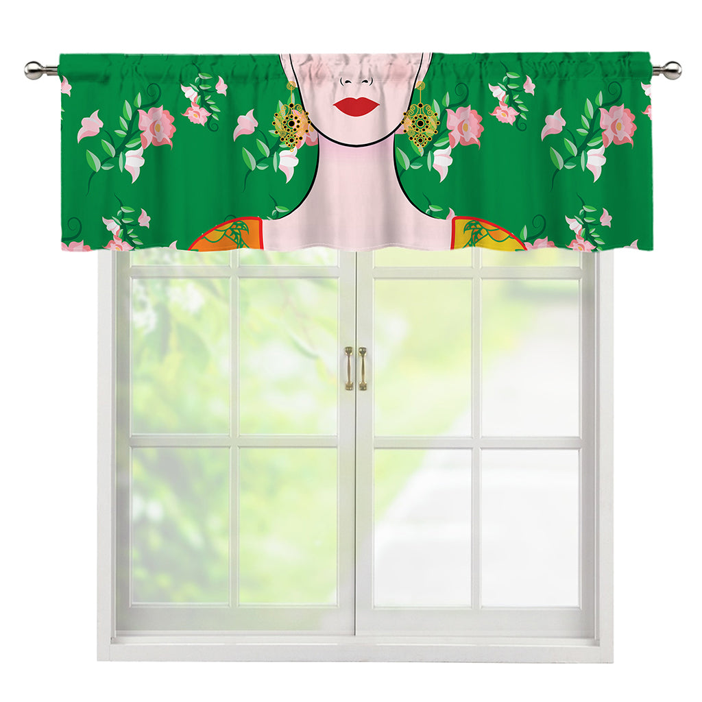 Frida Kahlo And Pink Floral Print Window Valance