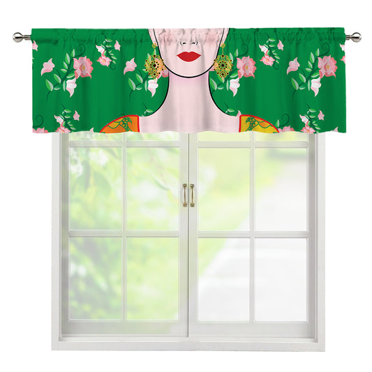 Frida Kahlo And Pink Floral Print Window Valance