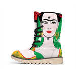 Frida Kahlo And Pink Floral Print Winter Boots