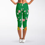 Frida Kahlo And Pink Floral Print Women's Capri Leggings