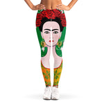 Frida Kahlo And Pink Floral Print Women's Leggings