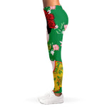 Frida Kahlo And Pink Floral Print Women's Leggings
