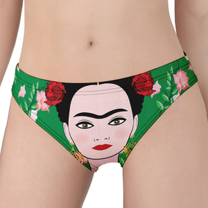 Frida Kahlo And Pink Floral Print Women's Panties