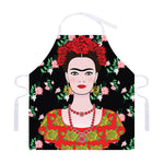 Frida Kahlo And Pink Flower Print Adjustable Apron