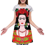 Frida Kahlo And Pink Flower Print Adjustable Apron