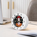 Frida Kahlo And Pink Flower Print Alarm Clock