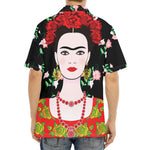 Frida Kahlo And Pink Flower Print Aloha Shirt
