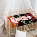 Frida Kahlo And Pink Flower Print Baby Crib Sheet