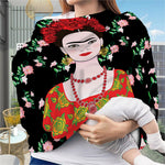 Frida Kahlo And Pink Flower Print Baby Seat Cover