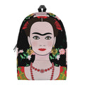 Frida Kahlo And Pink Flower Print School Backpack