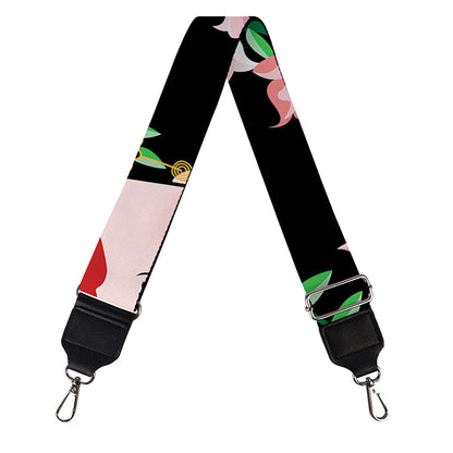 Frida Kahlo And Pink Flower Print Bag Strap