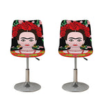 Frida Kahlo And Pink Flower Print Bar Stool Covers