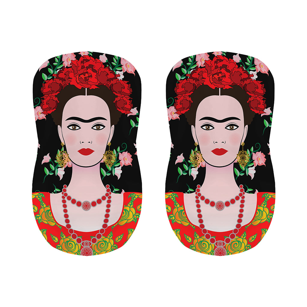 Frida Kahlo And Pink Flower Print Bar Stool Covers